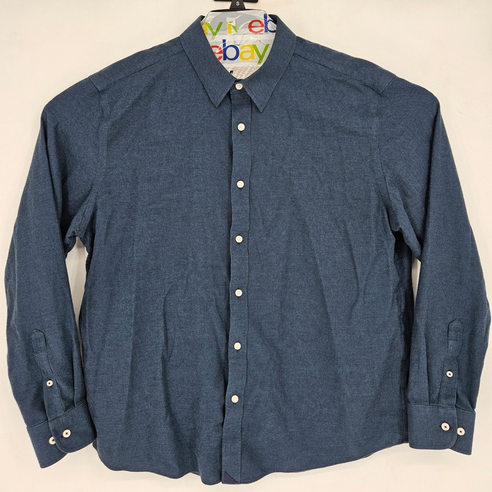 Untuckit Shirt Mens XXL Button Up Casual Preppy‎ Long Sleeve Wrinkle Free Blue